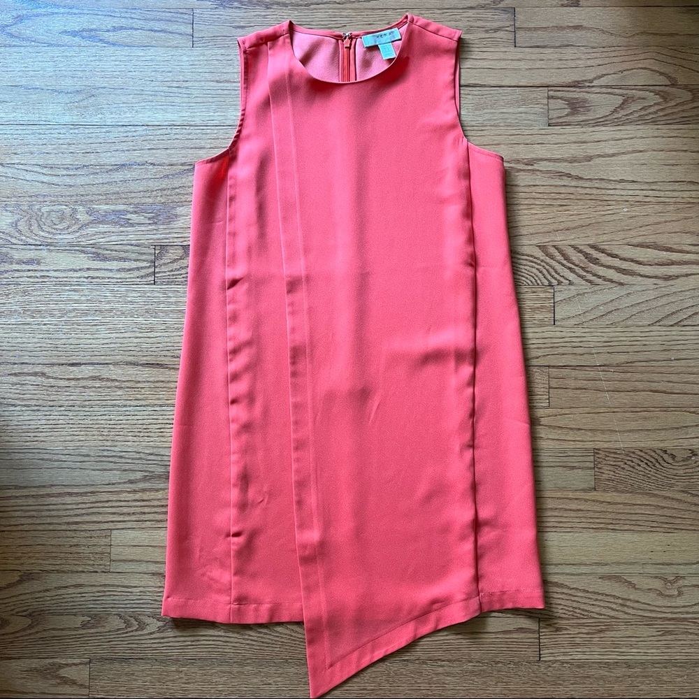 Kenar Orange Shift Dress (Asymmetrical)